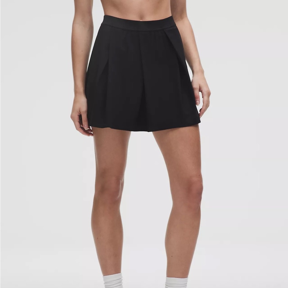 Angled-Pleat High-Rise Tennis Skirt